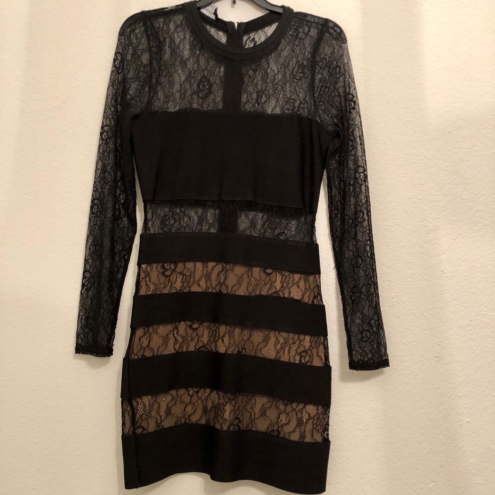 Bebe lace cut out mini dress